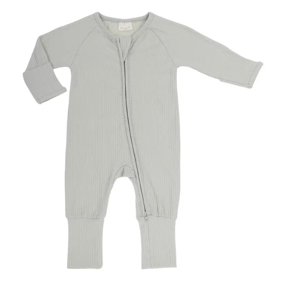 Fauve + Co Ribbed Organic Full Length Onesie in Pistachio