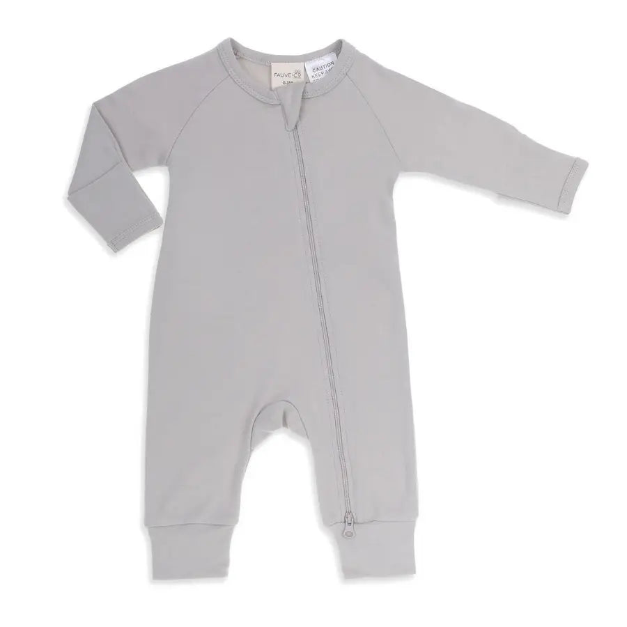 Fauve + Co Ribbed Organic Full Length Onesie in Pebble